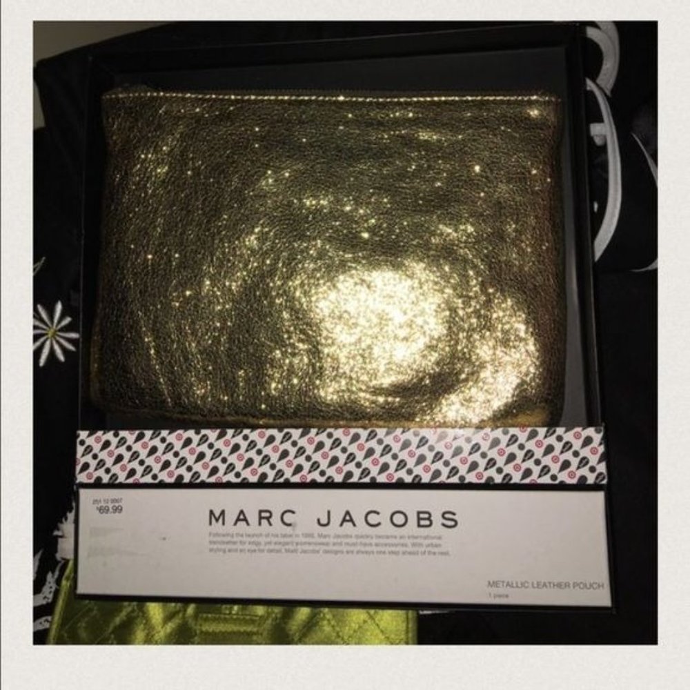 Marc Jacobs GOLD Leather pouch clutch bag NWT